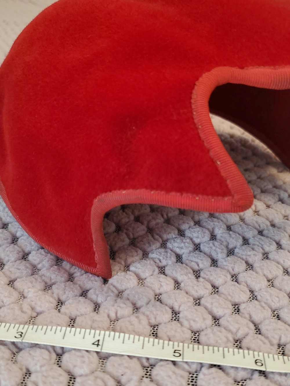 1950s Lucy Red Velvet Velour Fire Retro Cap Vintage Cocktail Hat Topper Pinup - Picture 15 of 15